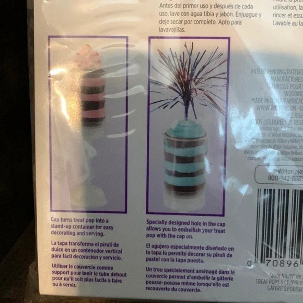 WILTON ••NEW IN PKG•• Treat‎ pops- reusable-Clear